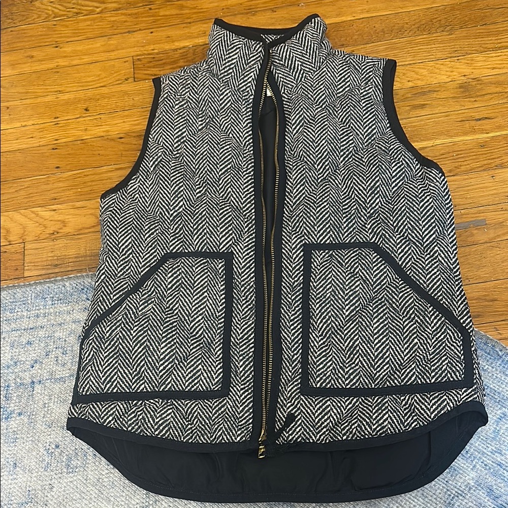 JCrew Black and White Herringbone Vest